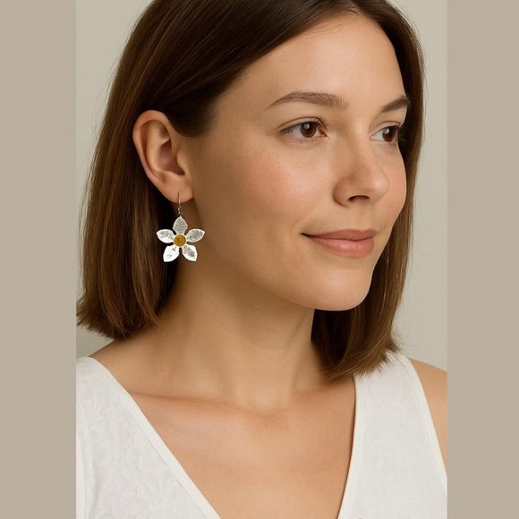 Handmade Flower sterling silver earrings - Picture 2 of 8